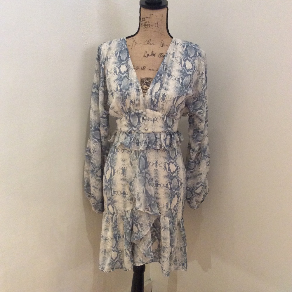 Fate Snake Print Ruffle Dress